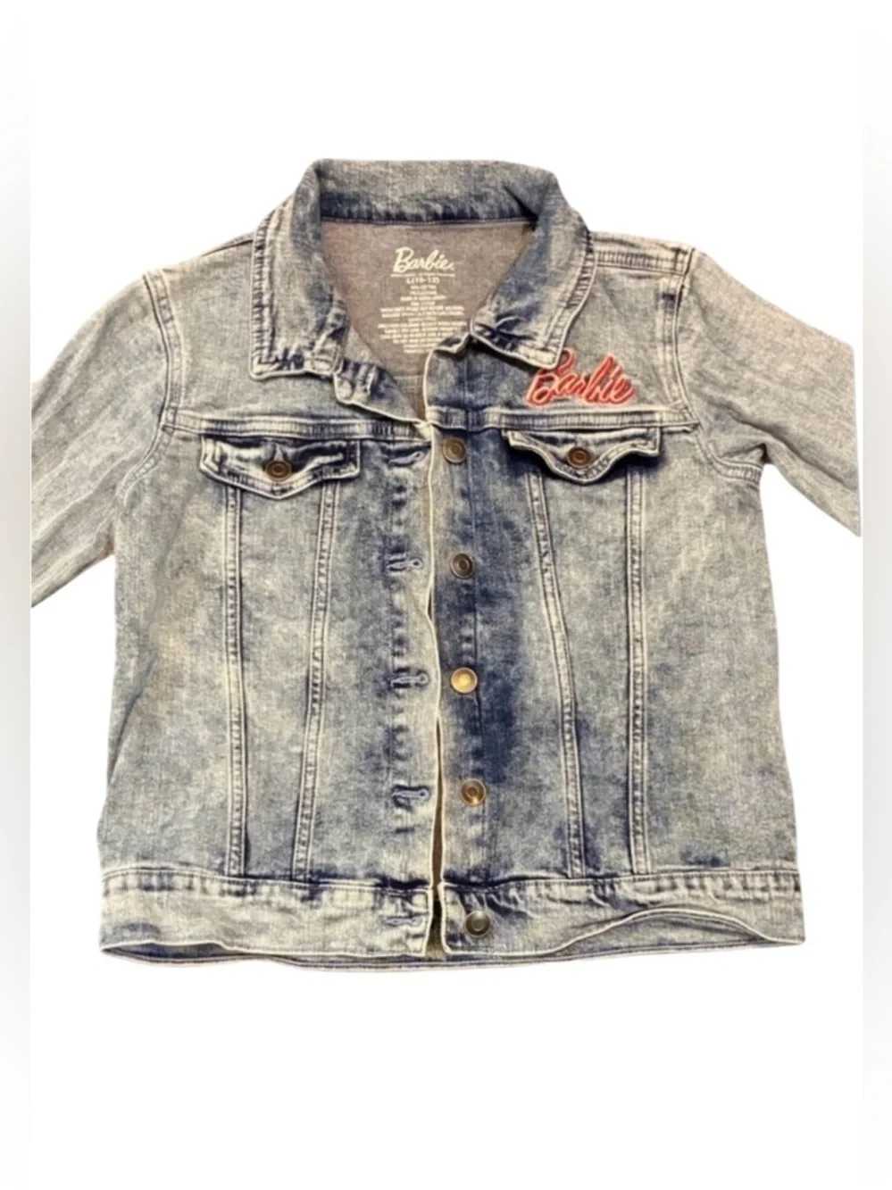 Barbie Denim Jean Jacket Acid Washed Girl Revolution Girls Size 10-12
